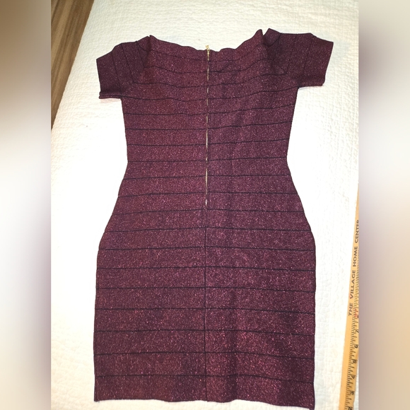 Guess Bodycon Cocktail Dress Cranberry Metallic Size 6 Party Event Date Night - Picture 8 of 9